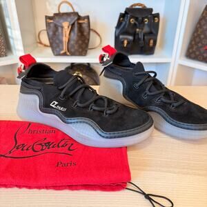 Christian Louboutin Arpoador Black Leather Drawstring Low Top Size 42.5/ Size 9